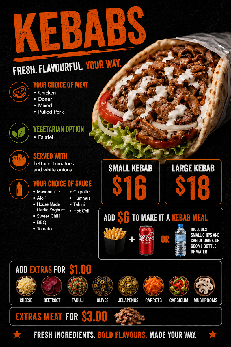 Menu, Gin Gin Takeaway