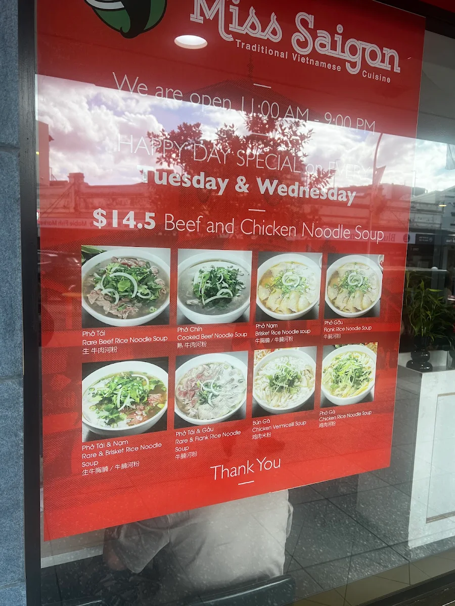 Menu, Miss Saigon Restaurant