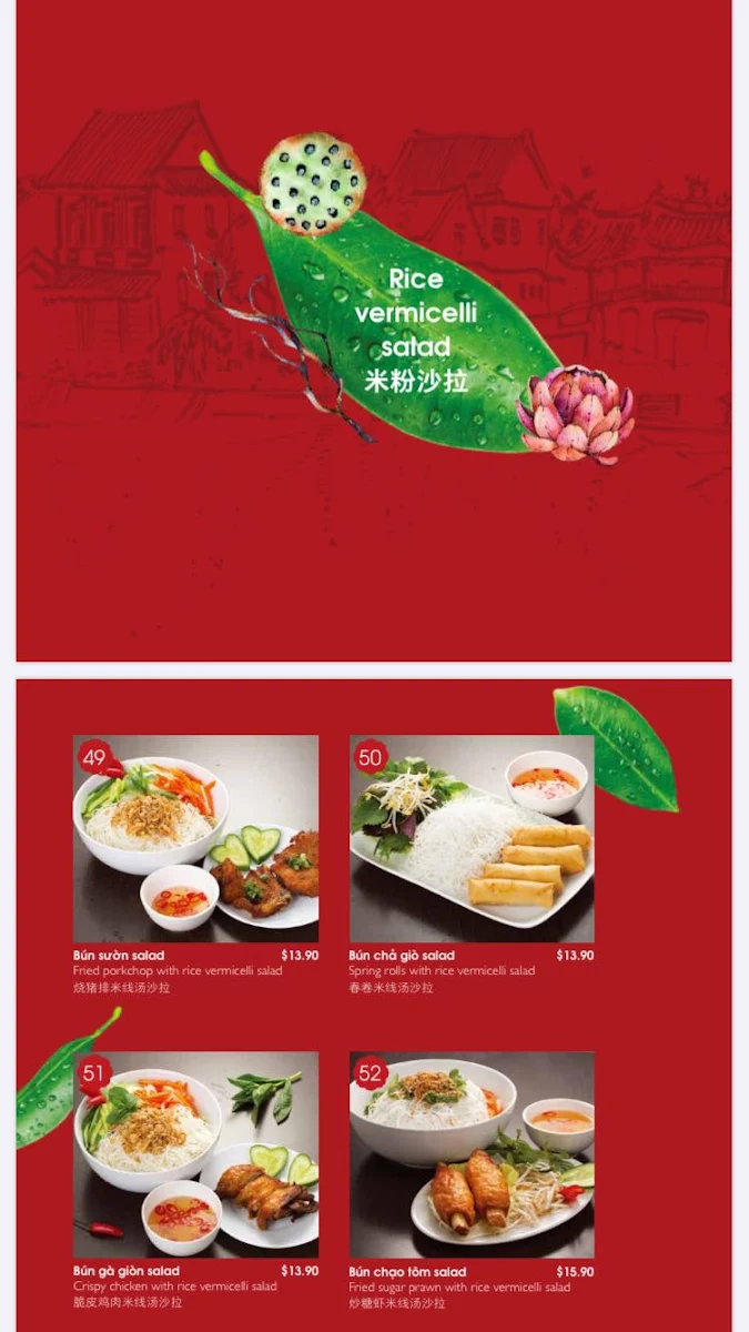 Menu, Miss Saigon Restaurant