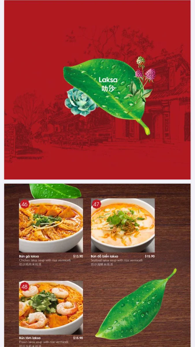 Menu, Miss Saigon Restaurant