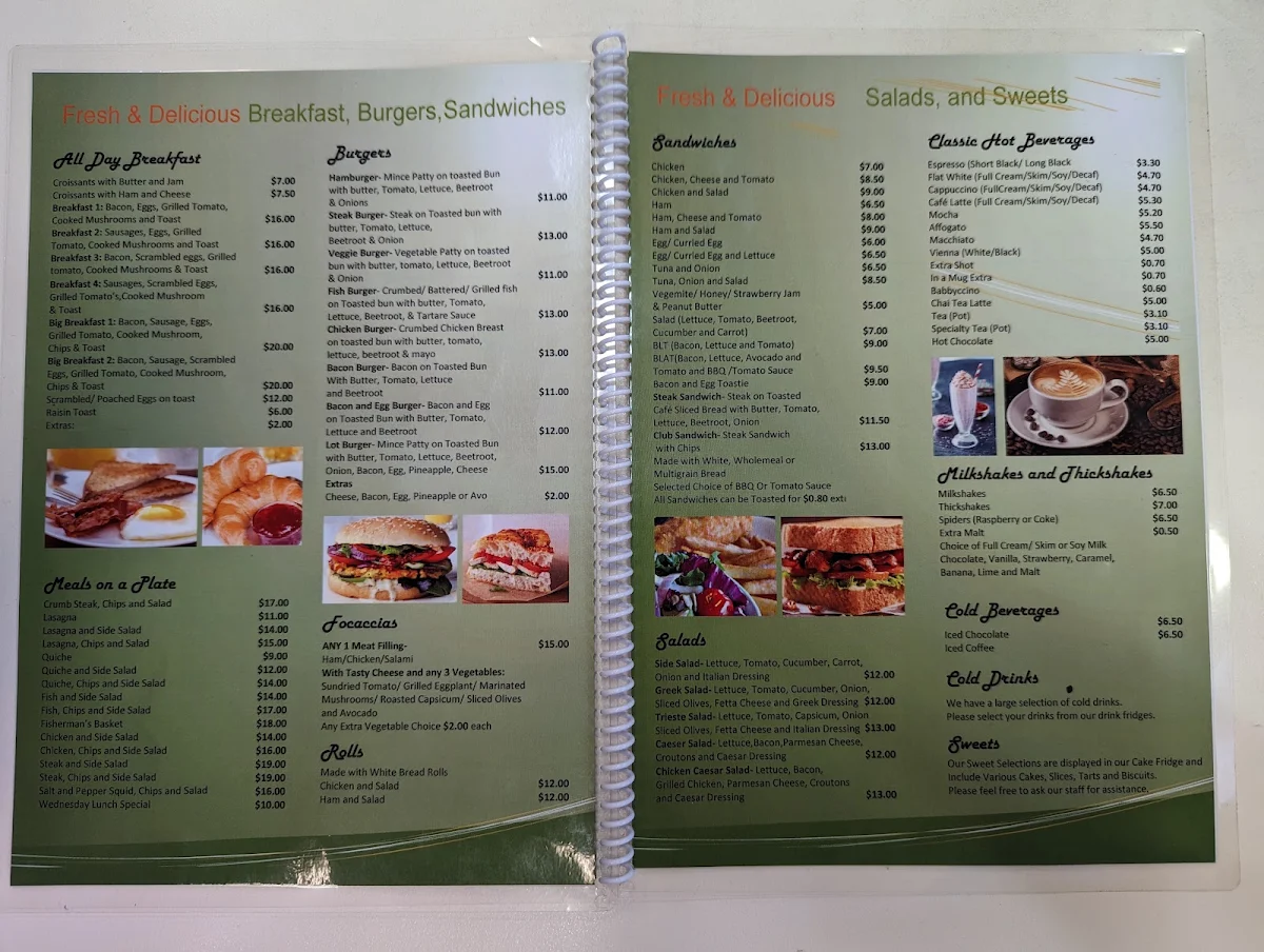 Menu, Cafe Trieste