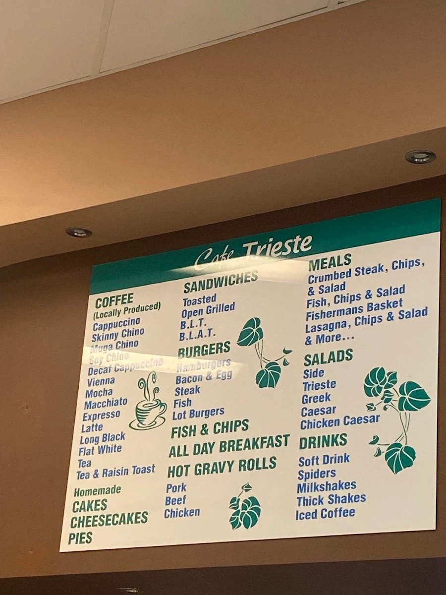 Menu, Cafe Trieste