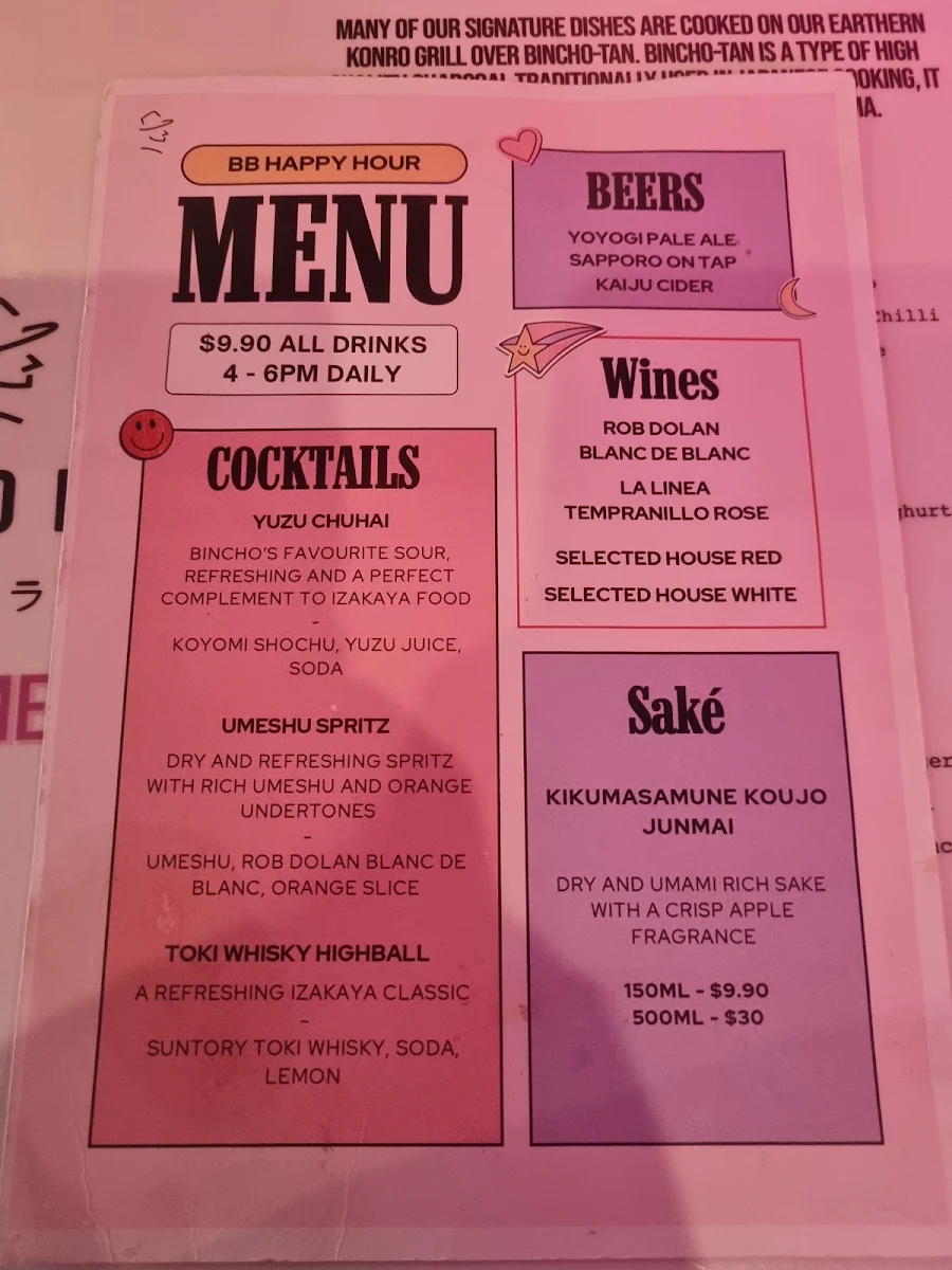 Menu, Bincho Boss