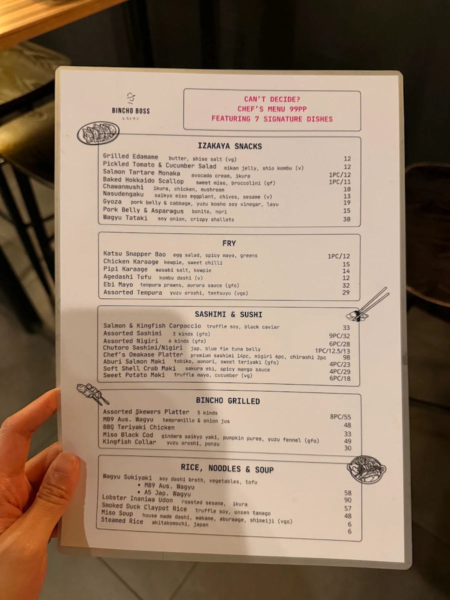 Menu, Bincho Boss
