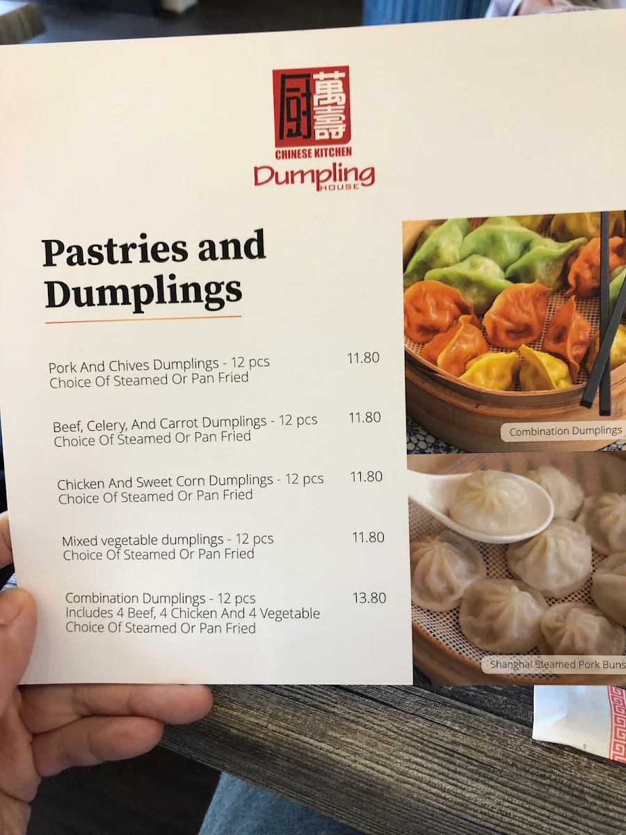 Menu, Dumpling House Tuggeranong