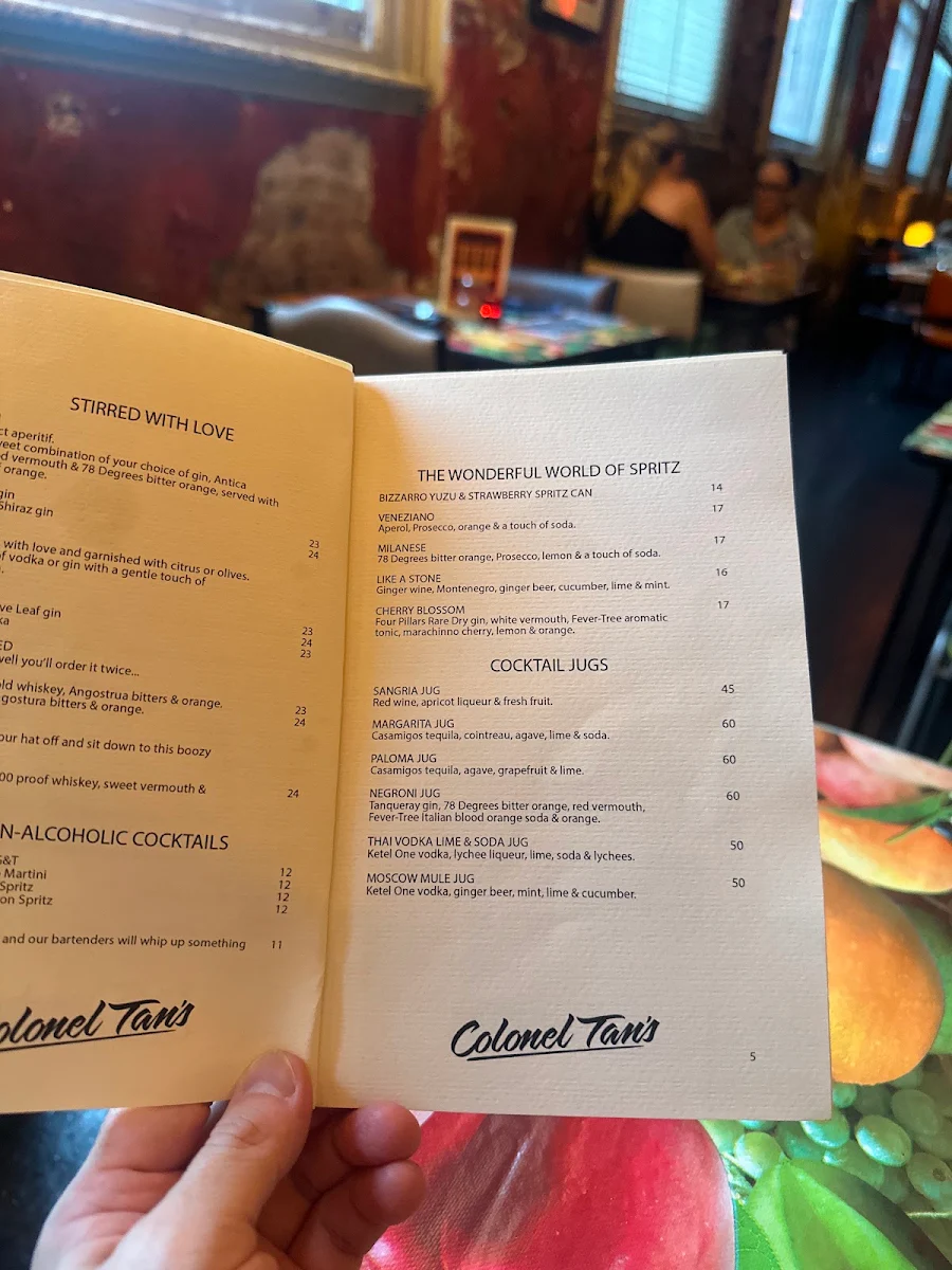 Menu, Colonel Tan's Thai Kitchen