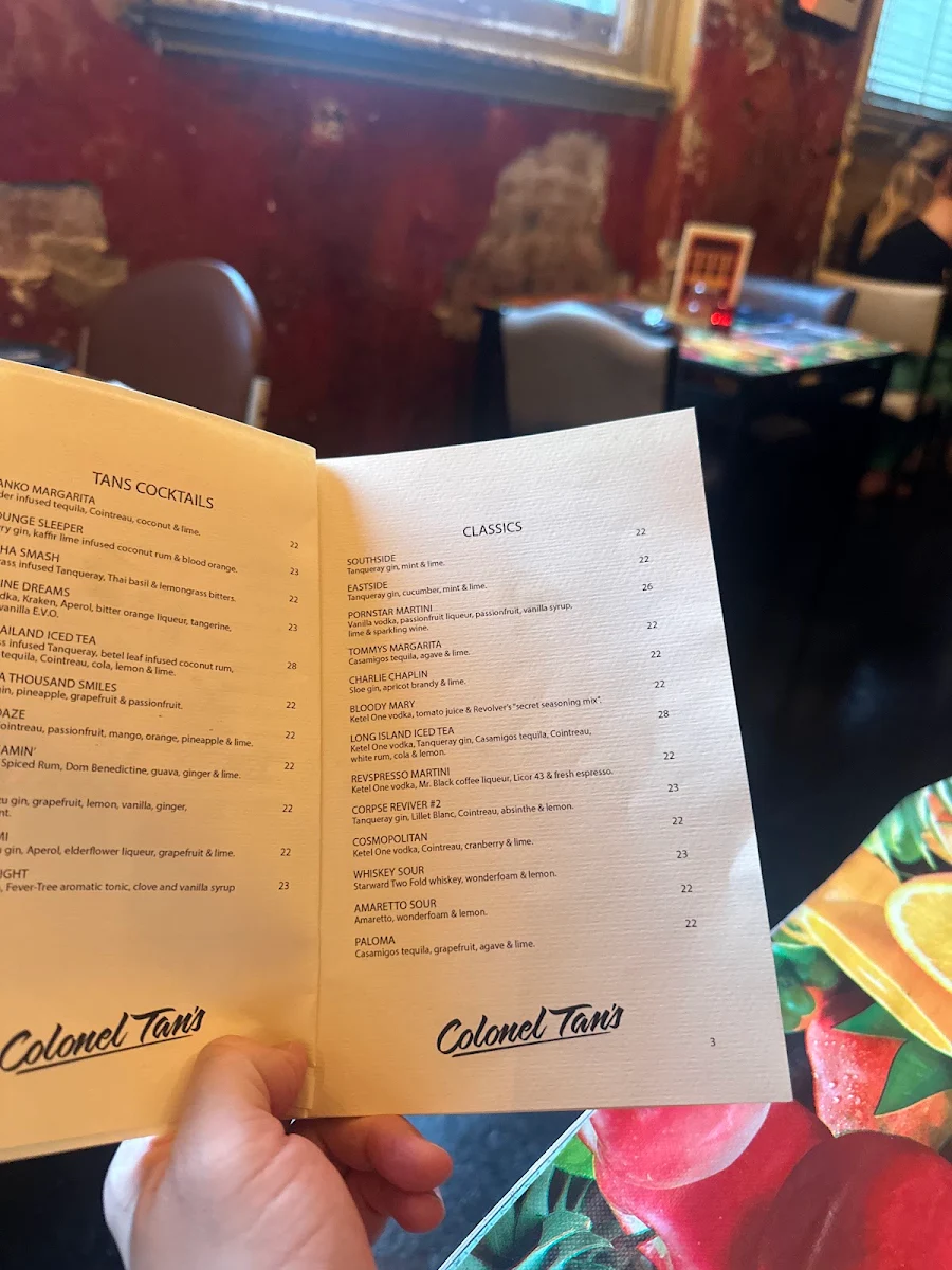 Menu, Colonel Tan's Thai Kitchen