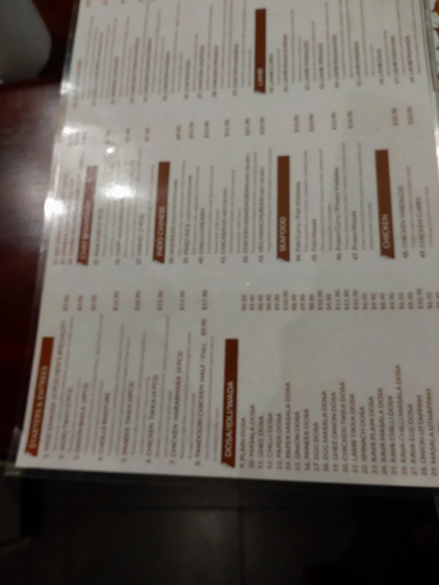Menu, Saleem Indian Restaurant