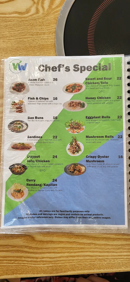 Menu, Vegan World Perth