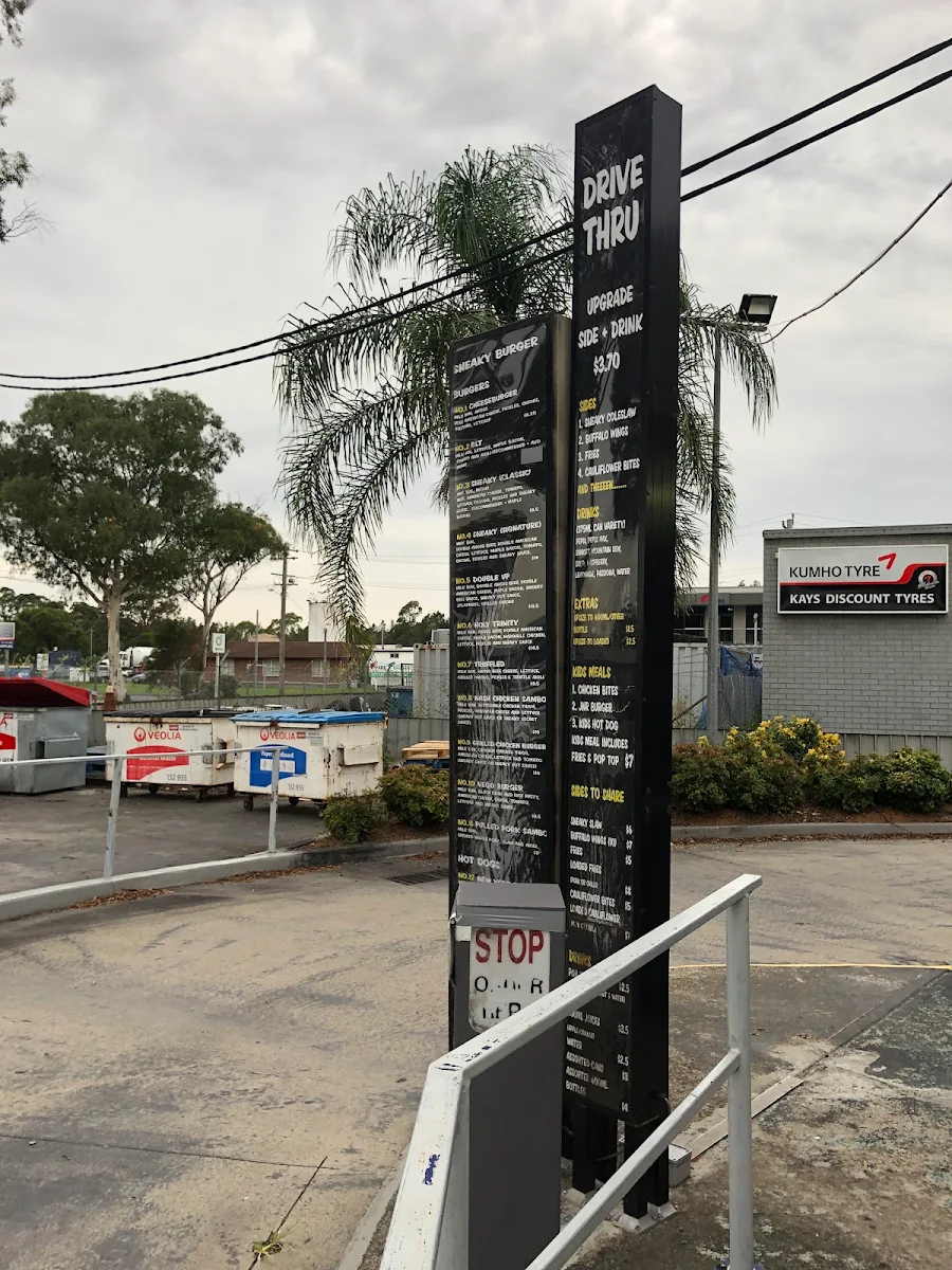 Menu, Sneaky Burger Albion Park