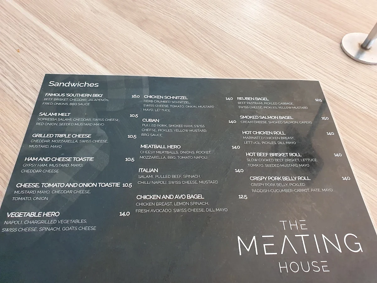 Menu, The Meating House