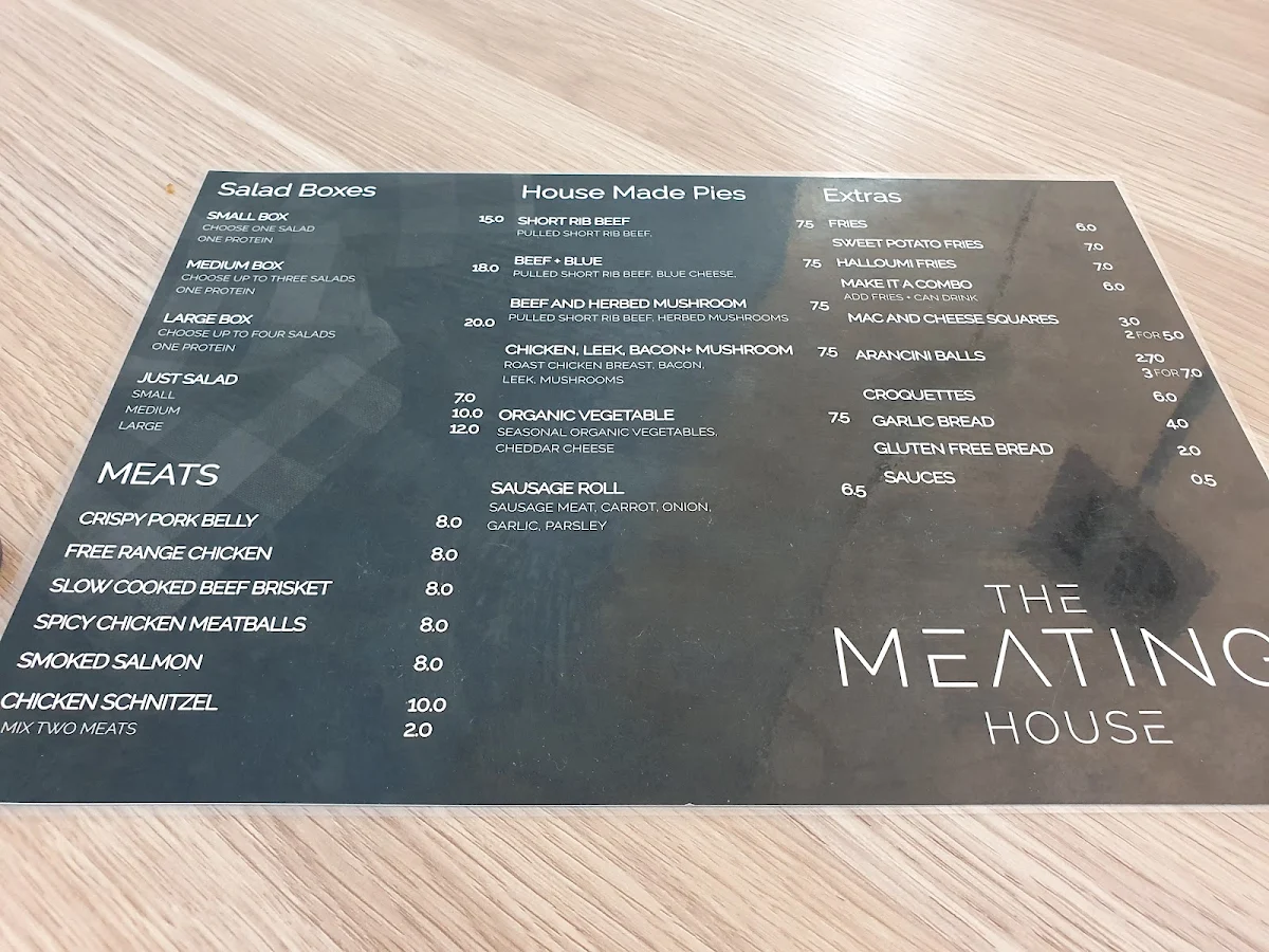 Menu, The Meating House