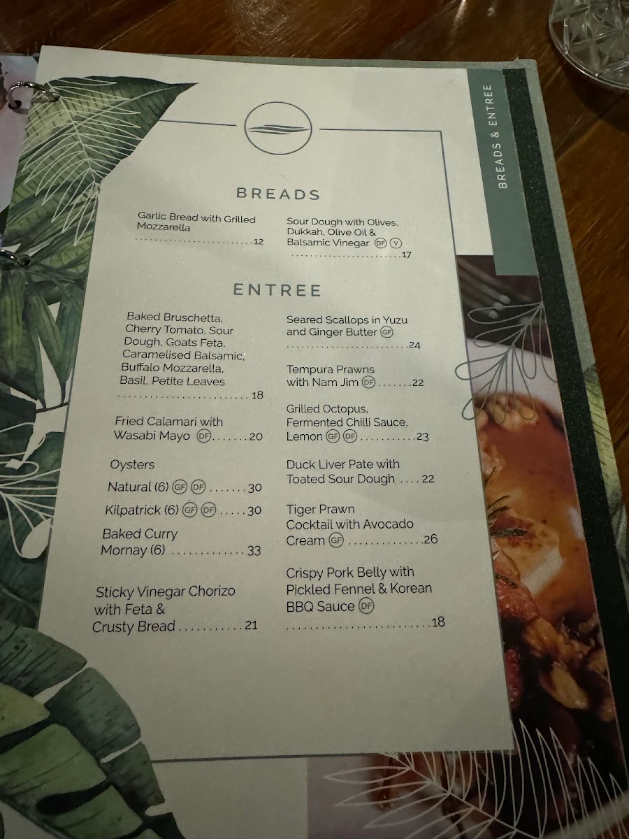 Menu, Vue Wine Bar & Restaurant