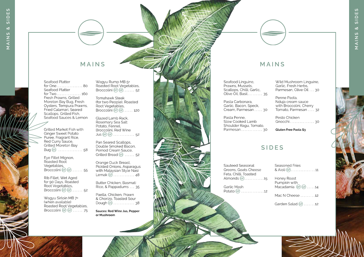 Menu, Vue Wine Bar & Restaurant