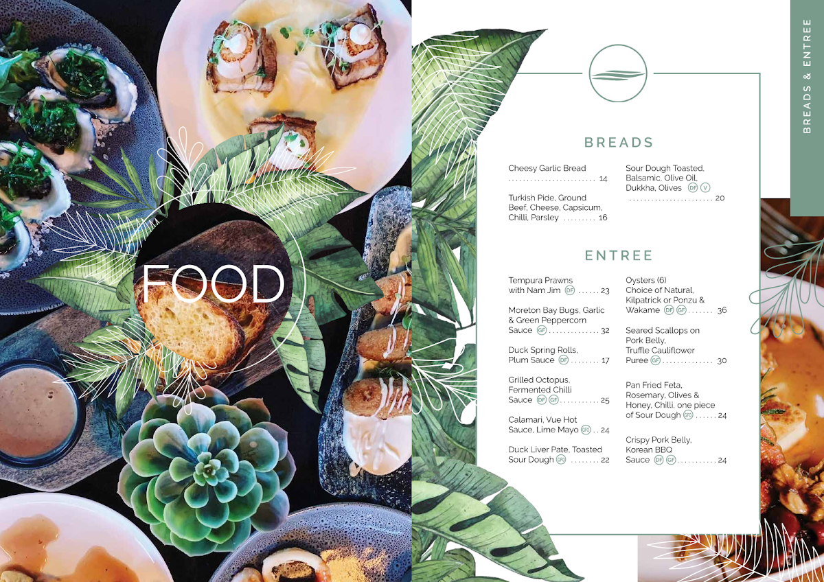 Menu, Vue Wine Bar & Restaurant