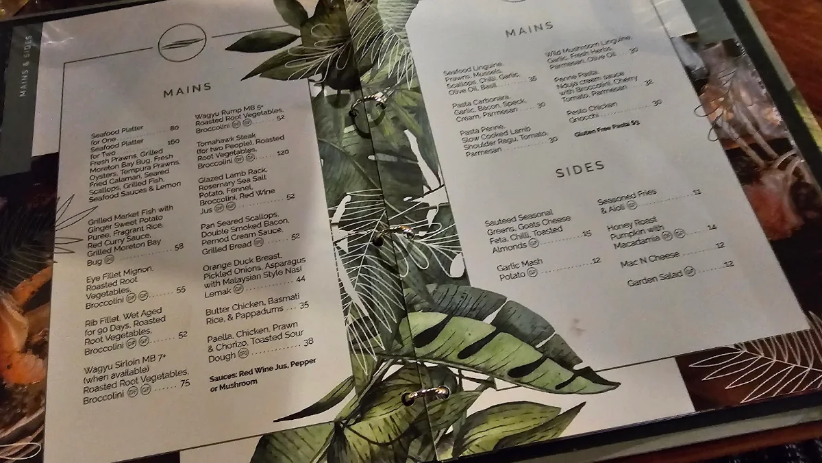 Menu, Vue Wine Bar & Restaurant