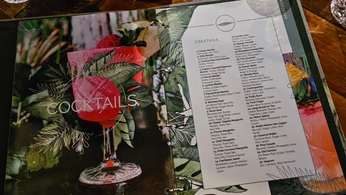 Menu, Vue Wine Bar & Restaurant