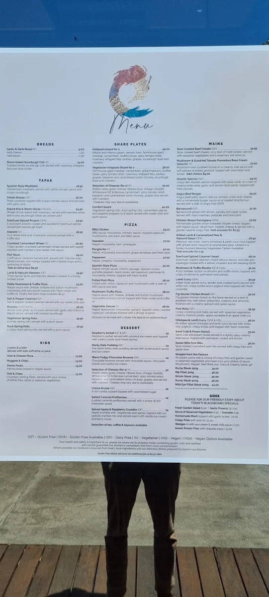 Menu, Elysium Restaurant & Bar