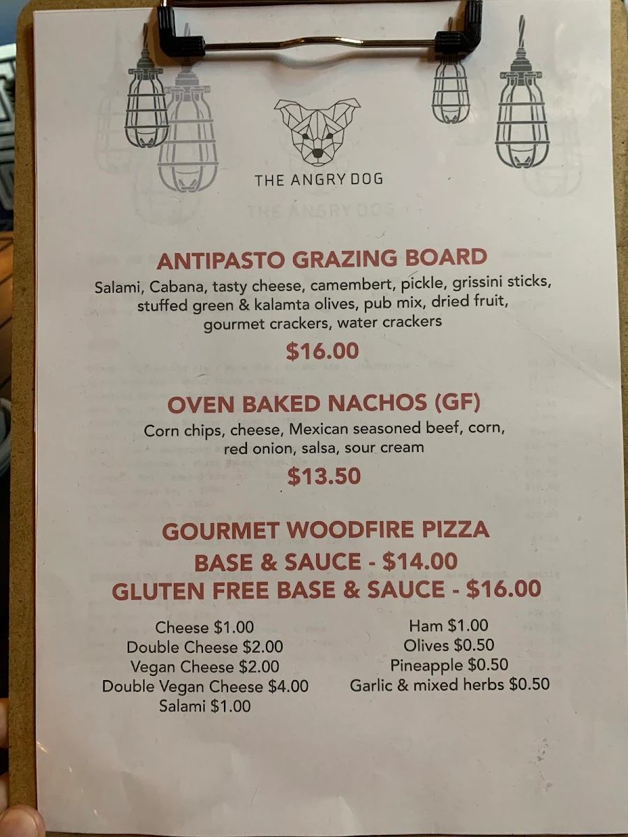 Menu, THE ANGRY DOG