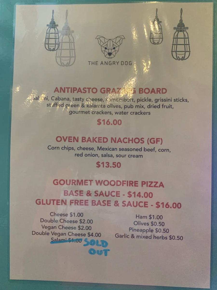 Menu, THE ANGRY DOG
