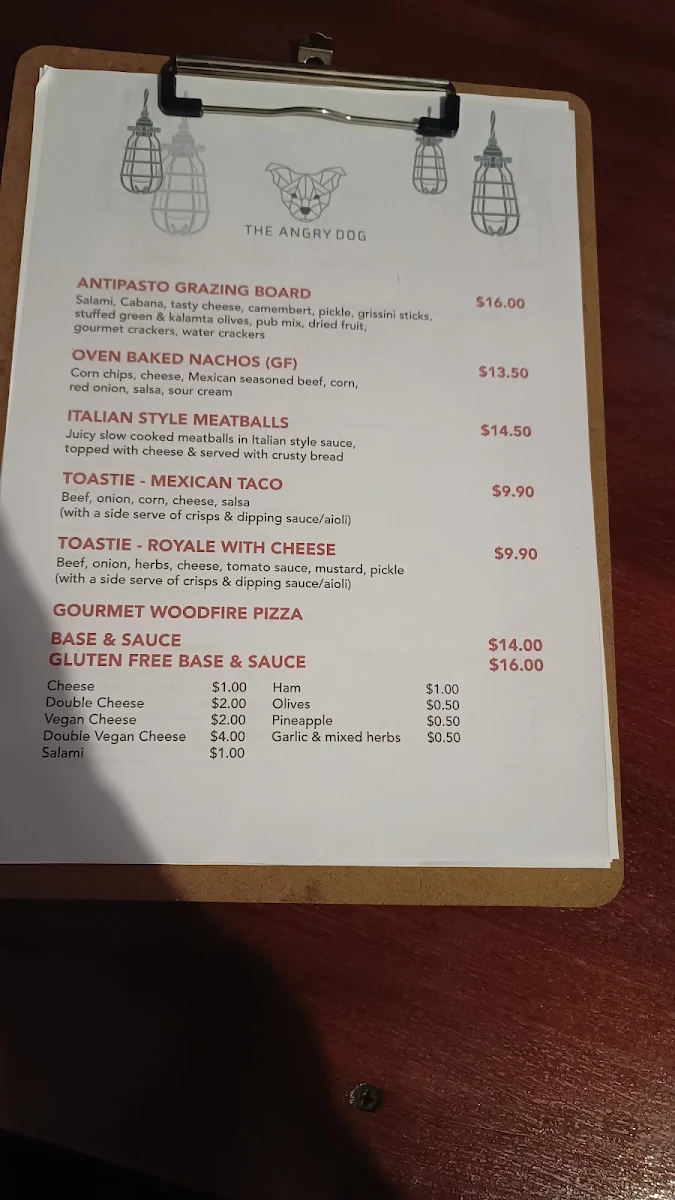 Menu, THE ANGRY DOG