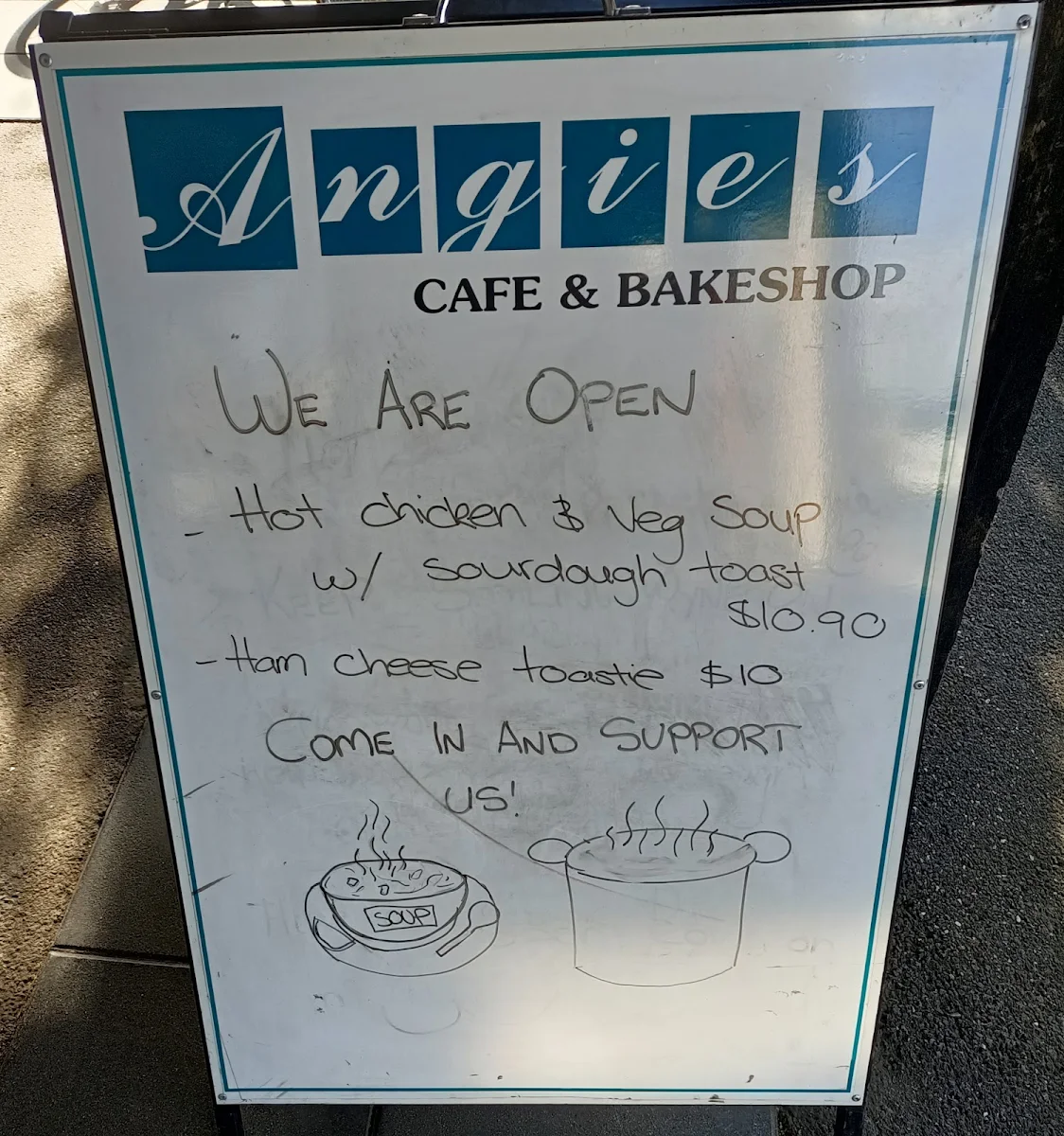 Menu, Angie's Cafe & Bakeshop