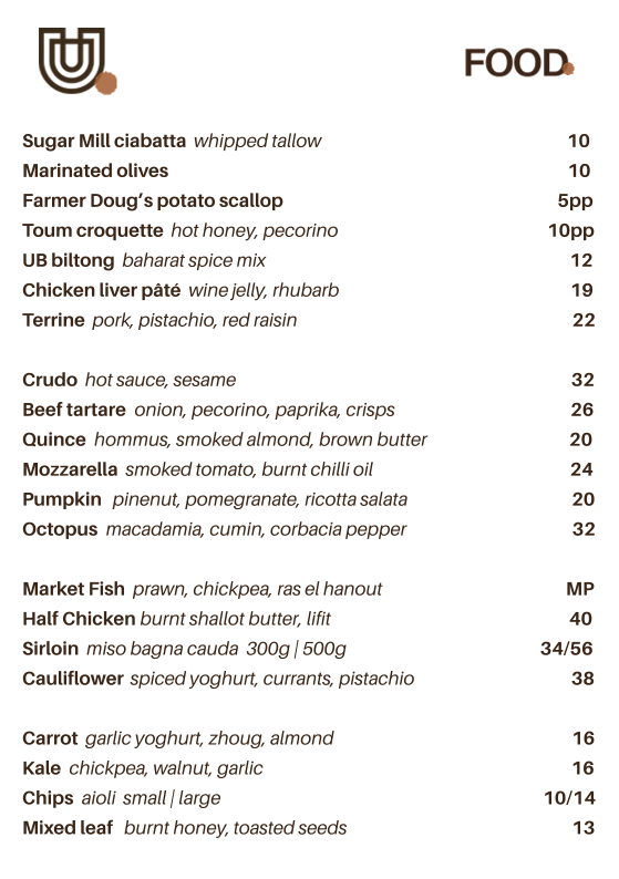 Menu, The School House Restaurant