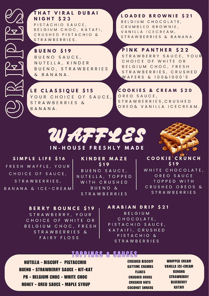 Menu, Dolce Aroma