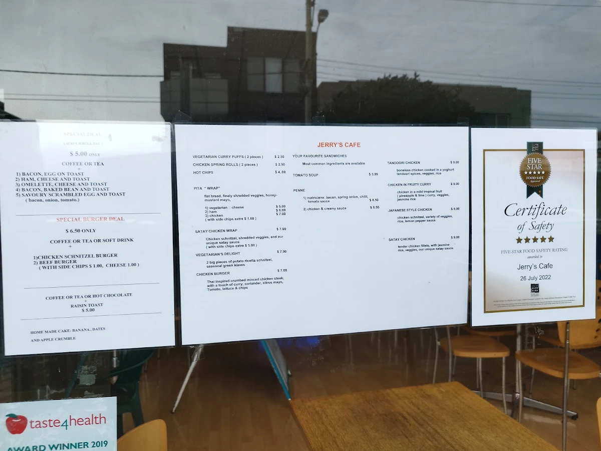 Menu, Jerry's Cafe