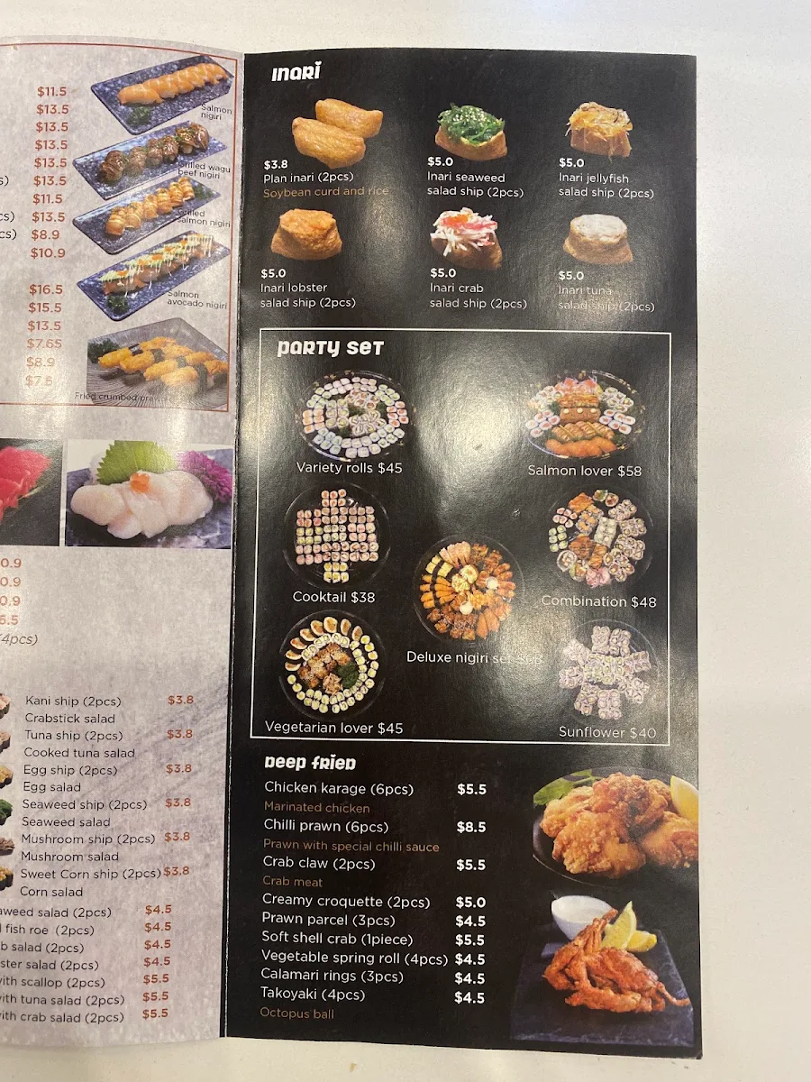 Menu, Yogen Sushi