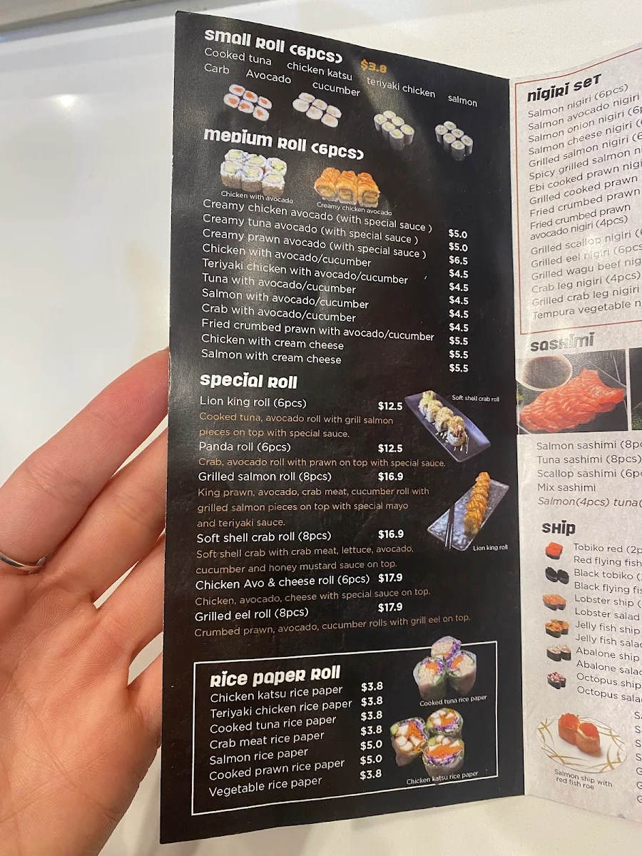 Menu, Yogen Sushi