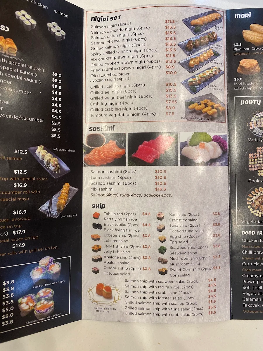 Menu, Yogen Sushi