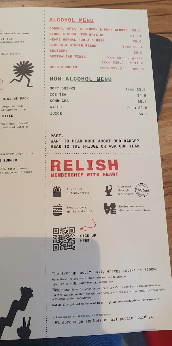 Menu, Grill'd Burgers - Karrinyup