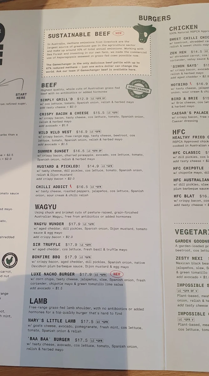 Menu, Grill'd Burgers - Karrinyup