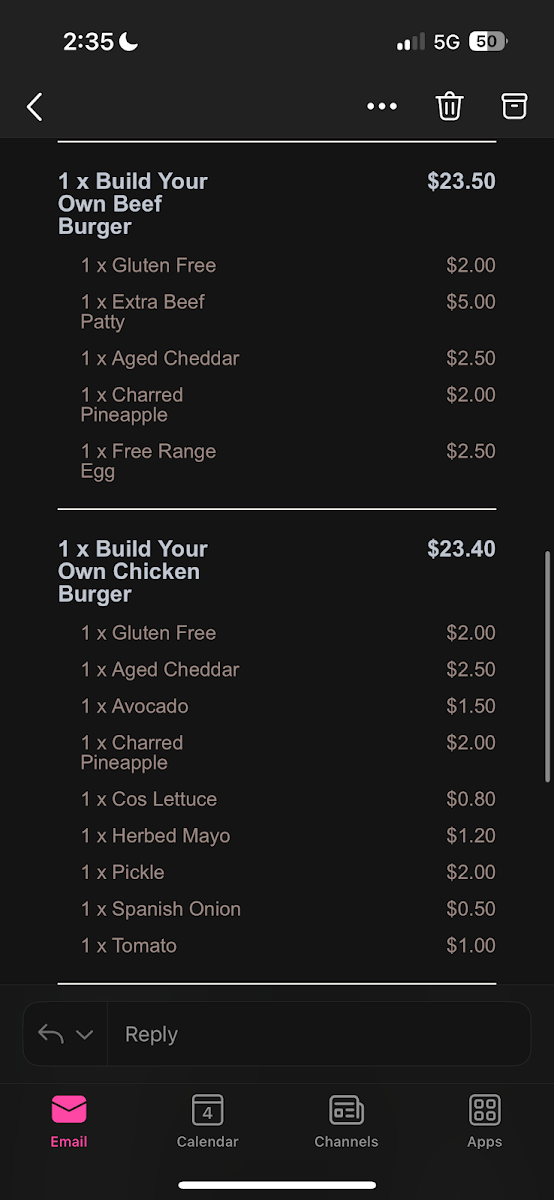 Menu, Grill'd Burgers - Karrinyup