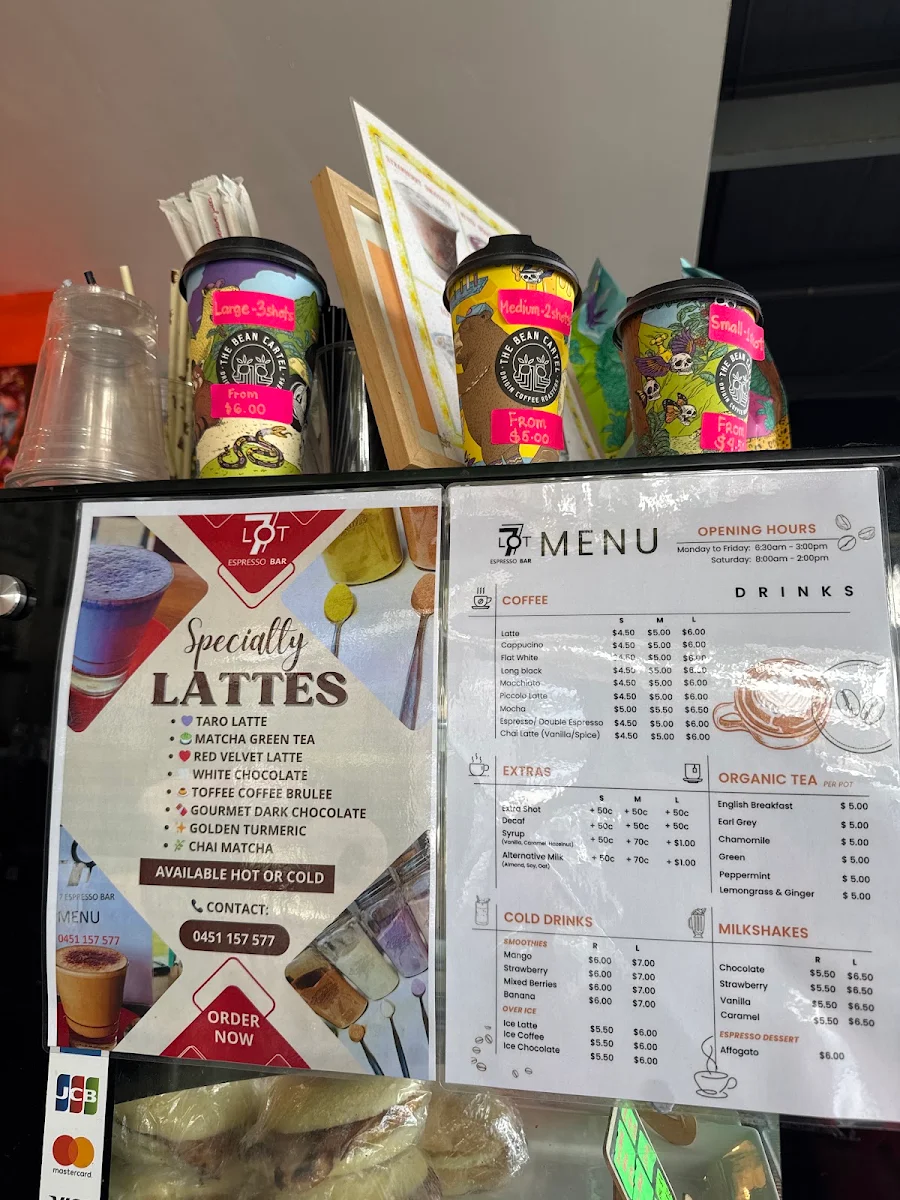 Menu, Lot 7 Espresso Bar