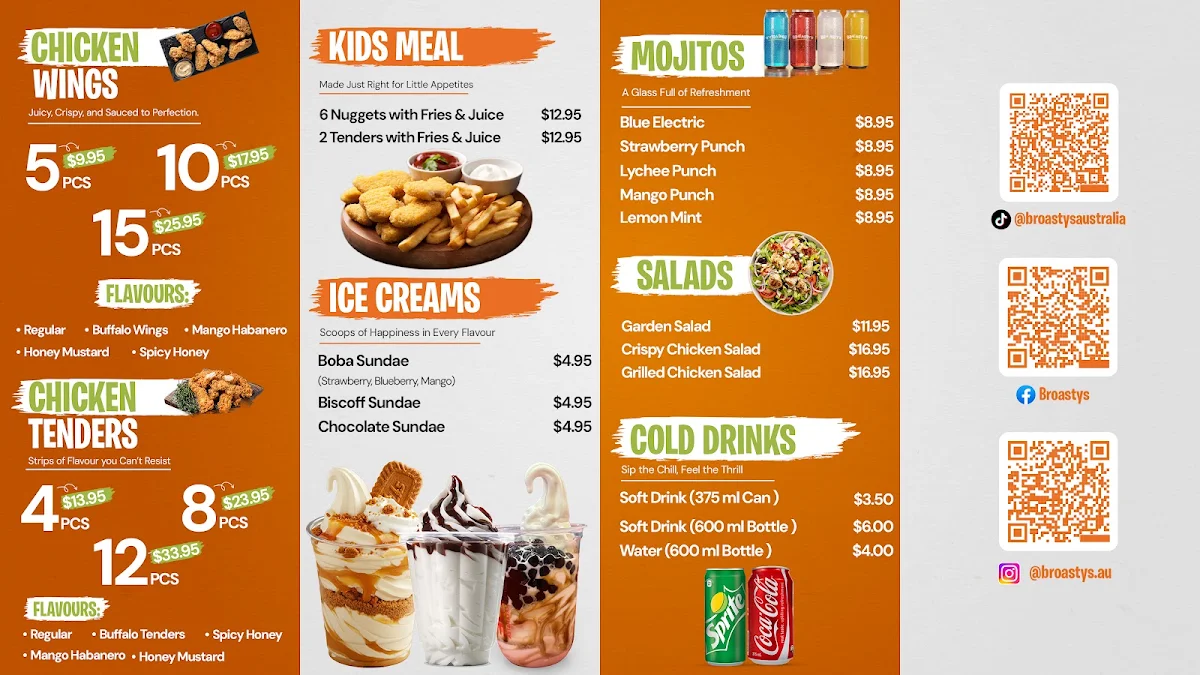 Menu, Broasty’s - Niddrie