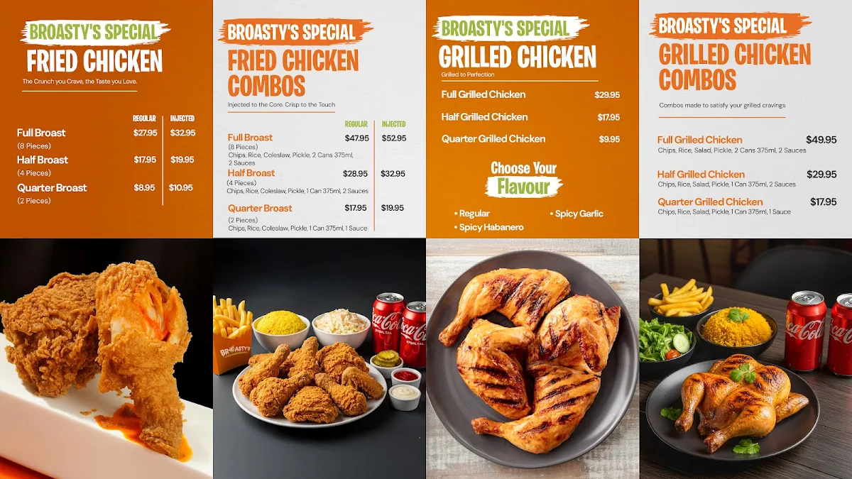 Menu, Broasty’s - Niddrie