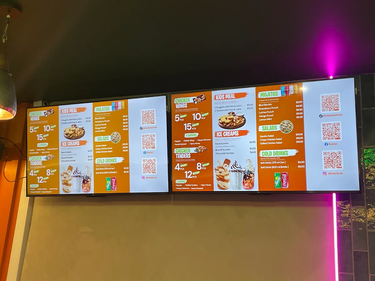 Menu, Broasty’s - Niddrie