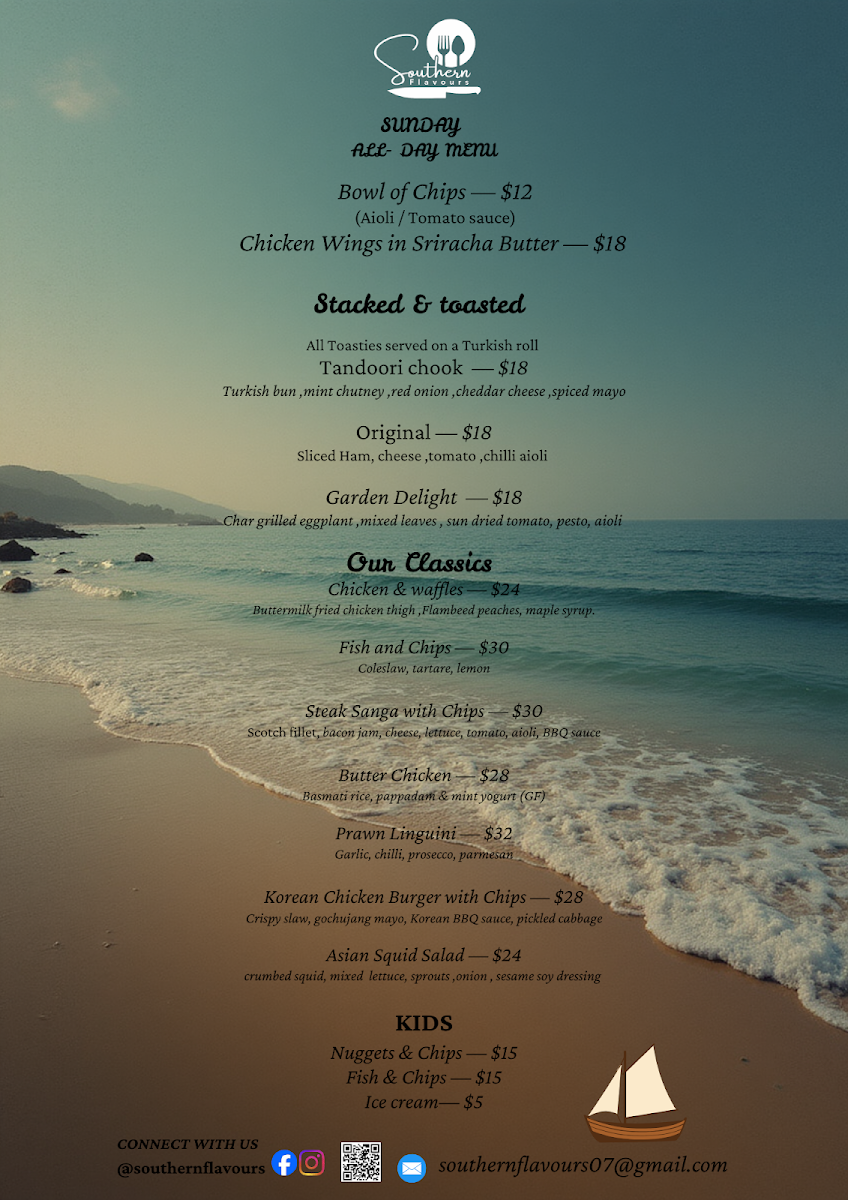 Menu, Southern Flavours