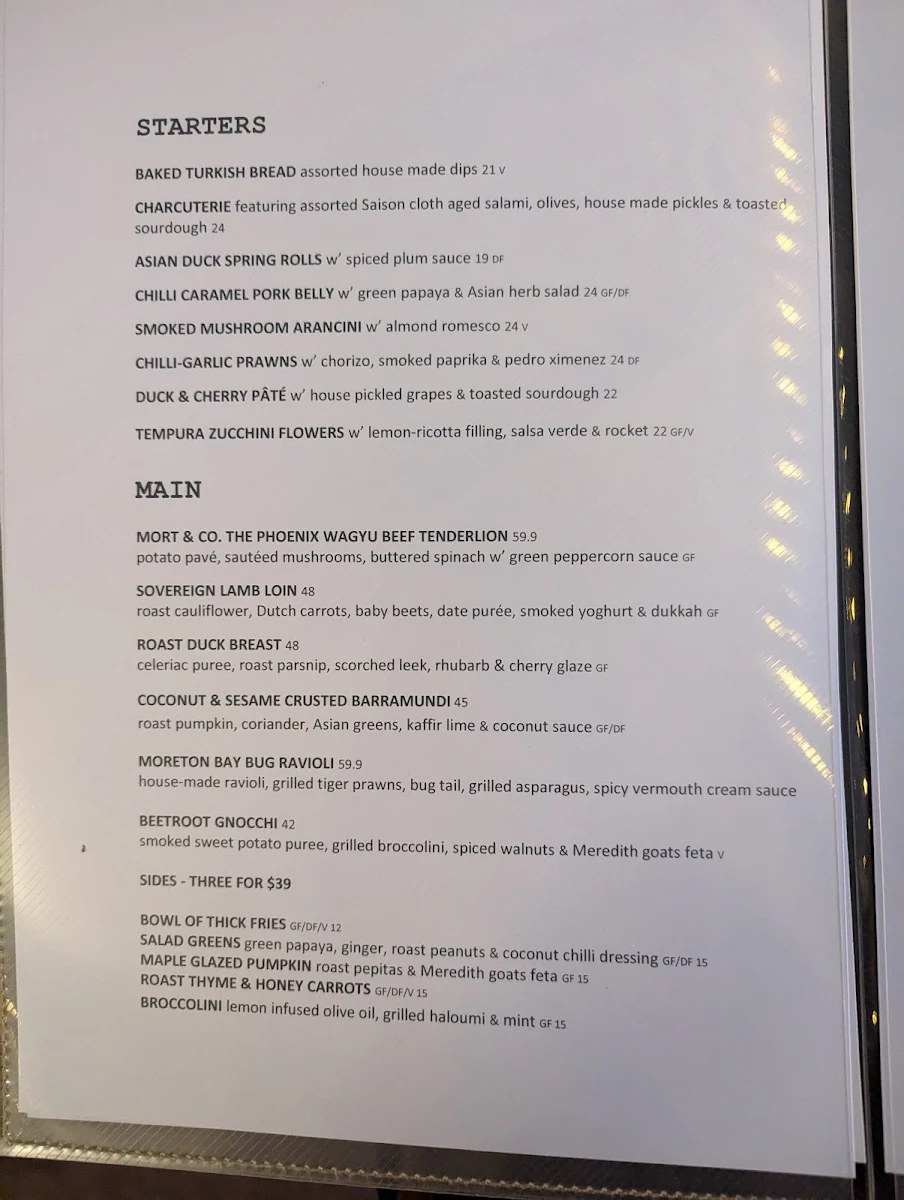 Menu, Gip's Restaurant