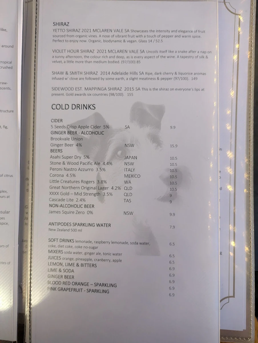 Menu, Gip's Restaurant