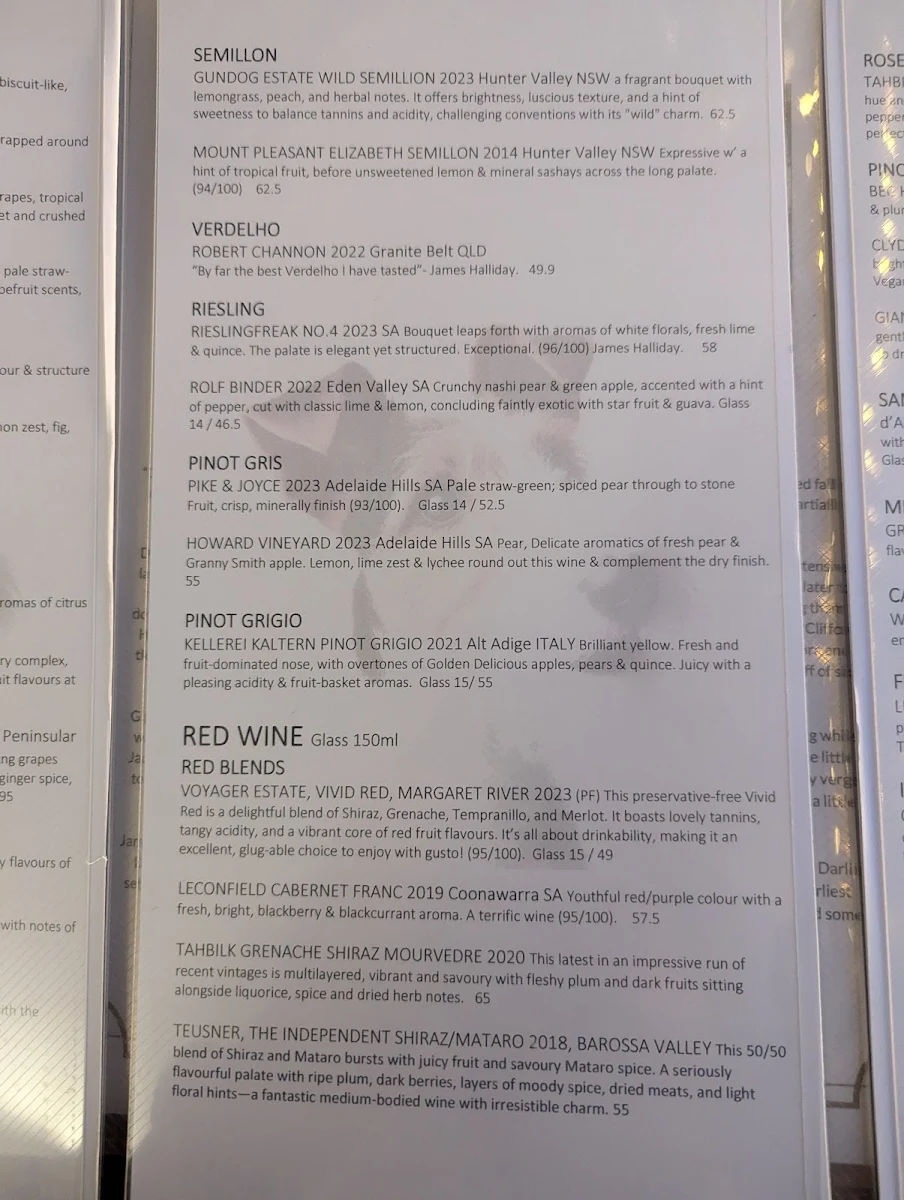 Menu, Gip's Restaurant