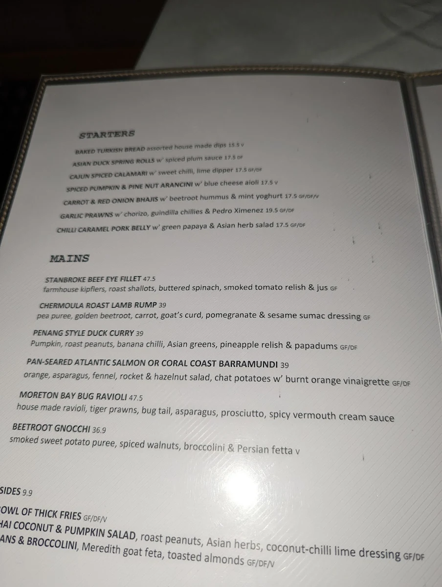 Menu, Gip's Restaurant