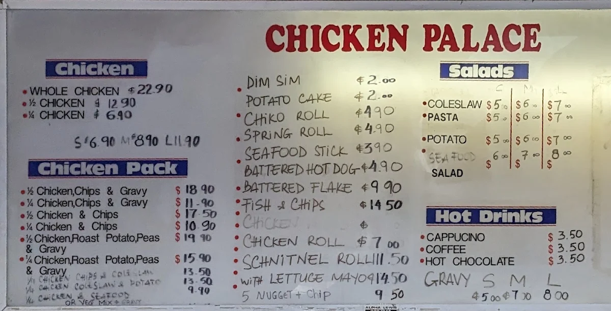 Menu, The Chicken Palace
