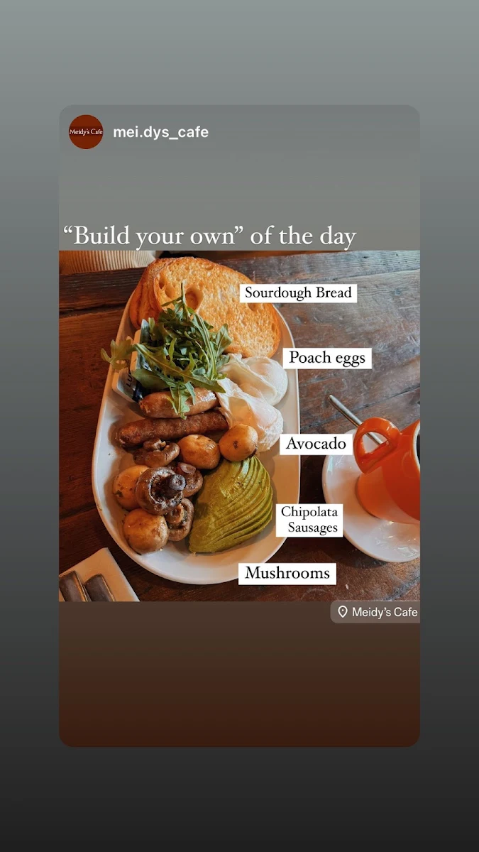 Menu, Meidy's Cafe