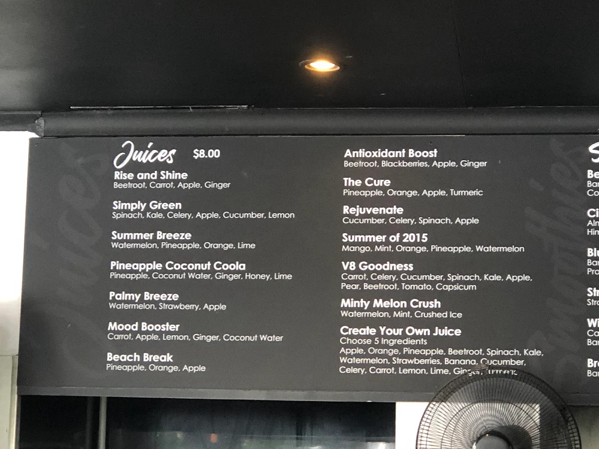 Menu, Down 2 Earth Cafe