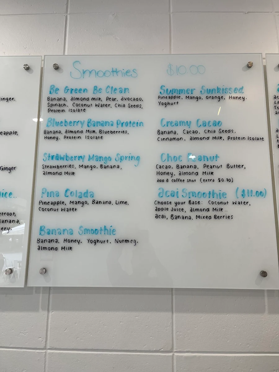 Menu, Down 2 Earth Cafe