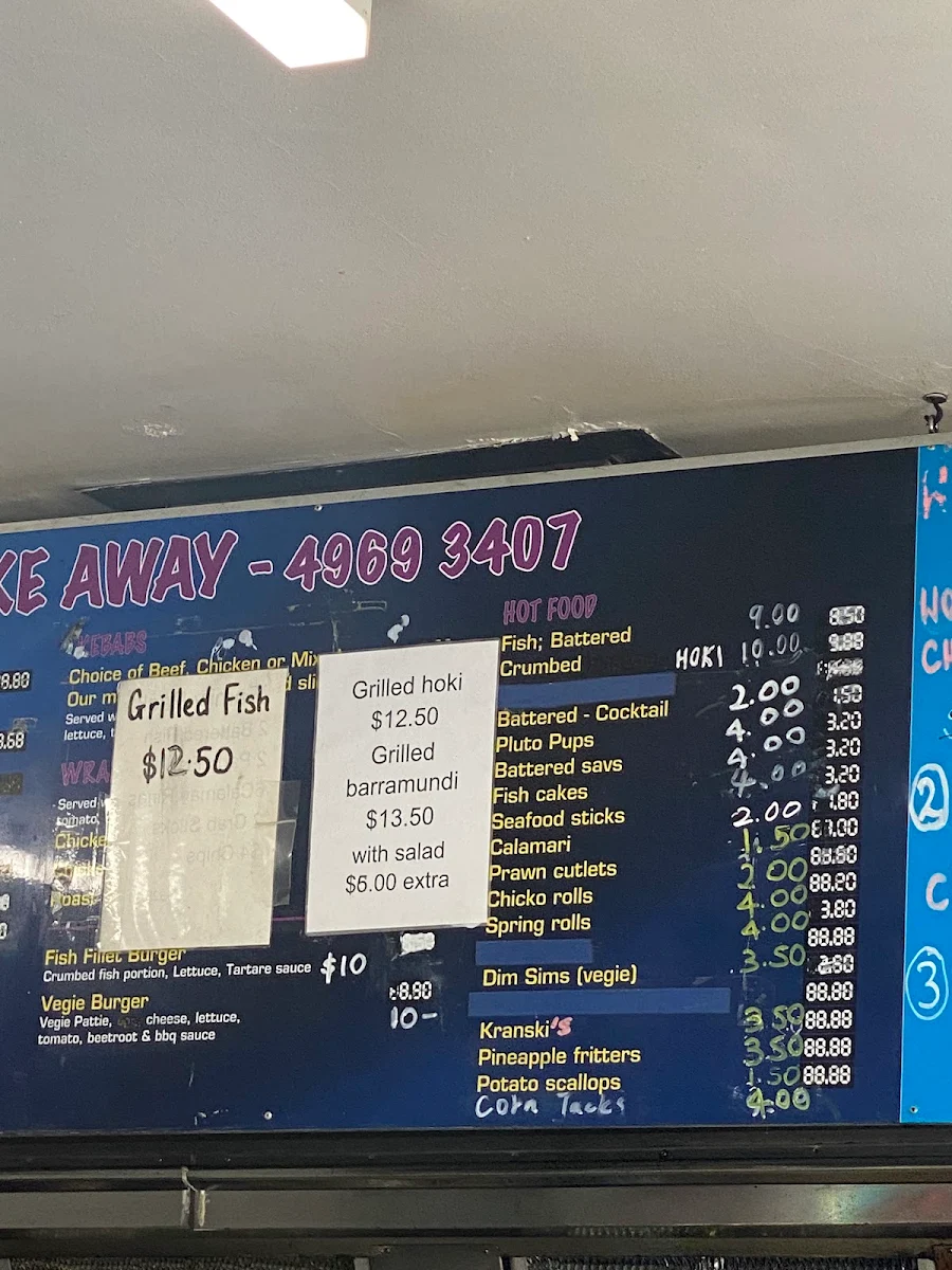 Menu, The Avenue Takeaway