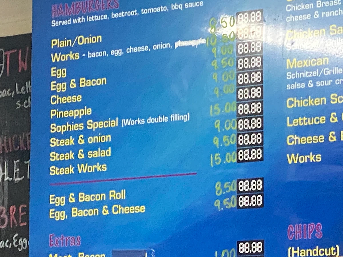 Menu, The Avenue Takeaway